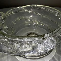 Vintage Textured Ice Bark Art Glass Bowl