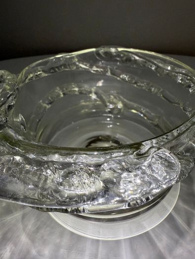 Vintage Textured Ice Bark Art Glass Bowl