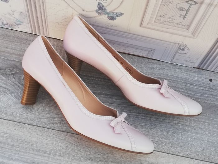 New Gabor fashion ladies bowed ballerina leather high heel shoes baby pink UK7.. EUR 40