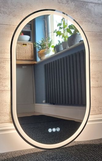 LED Bathroom Mirror 50x80cm Oval Fog Free Music