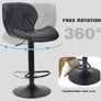 Set of 2 Bar Chairs,Modern Height Adjustable Kitchen Stools With Backs, Swivel Faux Leather Kitchen Island Chairs All Black Image 4