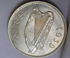 1939 Ireland 2 Shilling unc silver coin High grade excellent coin