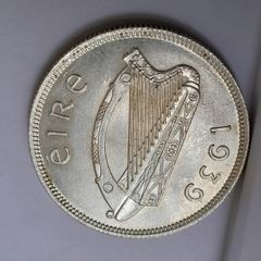 1939 Ireland 2 Shilling unc silver coin High grade excellent coin