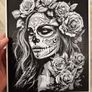 Sugar Skull LaCatrina - 3D Printed Texture Wall Art Image 3