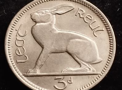 Ireland - 1968 - 3 Pence - Hare - KM.12a - UNC - [240]