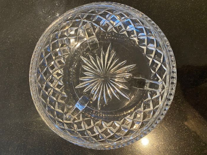 vintage eight inch pressed glass bowl on glass feet