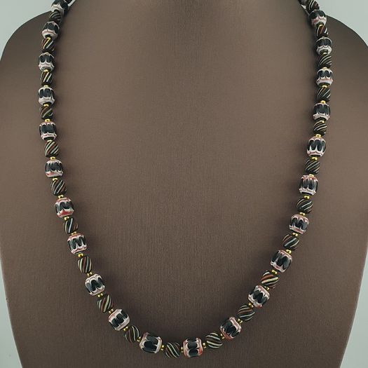 Vintage Venetian Style Strip & Trade Glass Bead Necklace