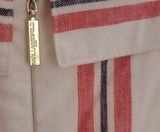 KARL LAGERFIELD Paris striped nautrical belted midi with gold tone button Sz 8 US (Fit 12UK) - Rrp 335 (New)