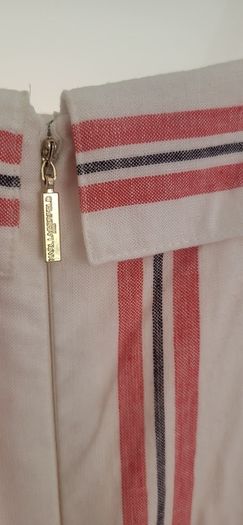 KARL LAGERFIELD Paris striped nautrical belted midi with gold tone button Sz 8 US (Fit 12UK) - Rrp 335 (New)