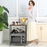 3 Tier Industrial Kitchen Cart with Storage, Vintage Microwave Oven Stand on Wheels, Rolling Bakers Rack with Metal Frame and 10 Hooks, Coffee Cart for Living Room Restaurant (FREE POSTAGE) Image 6