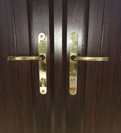 Double French patio doors with side glass panels