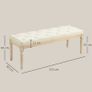 French Style Vintage Wooden Bench, Cream White Tufted Upholstered Seat, Classic Carved Wood Frame for Bedroom, Hallway & Entryway Image 2