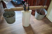 Rare 19th-Century Antique Hanging Beam Balance Scale, Forged Made Hanger, historically used to measure goods like Flour or Sugar.