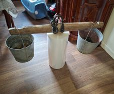 Rare 19th-Century Antique Hanging Beam Balance Scale, Forged Made Hanger, historically used to measure goods like Flour or Sugar.