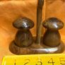 Vintage Mushroom shape salt and pepper shakers on stand Image 3