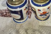 Antique Imari Hand Painted Mustard Pots, unmarked probably made in Japan Postage Available or Collection.