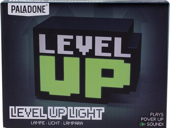 Paladone Level Up Light with Sound  Retro Pixel Design 12cm  Gaming LED Desk Lamp Collectible