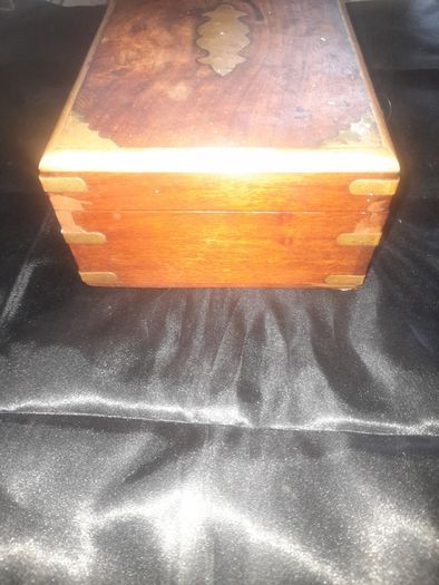 A Beautiful Old Brass and Wooden Jewellery Storage Box
