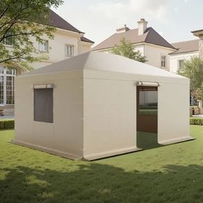 Winter Gazebo Cover Fits 3.68 x 4.9 m Hardtop Gazebos, All-Weather Gazebo Cover with Sidewalls & Windows, High-Density PE Material