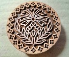 Handcrafted Wooden Printing Block Stamp - 6cm | Decorative Textile & Craft Tool