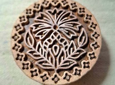 Handcrafted Wooden Printing Block Stamp - 6cm | Decorative Textile & Craft Tool