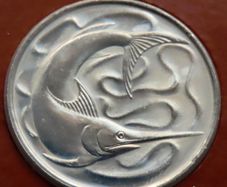 Singapore 1977 Coin Stamp cover BUNC Swordfish