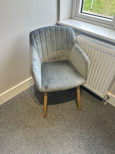 Velvet Chair, Grey (Excellent Condition)