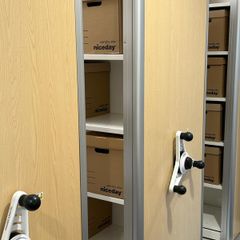 Sliding stacked storage system on rails