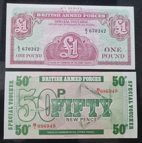 Great Britain (British Armed Forces) 1 Pound & 50P Pence 4th & 6th SERIES ( Uncirculated )