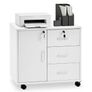 Mobile File Cabinet with 3 Drawers Lockable Office Rolling Filing Cabinet on Wheels Printer Stand Storage Lateral Stationery Under Desk Drawers for Home Office White Image 2