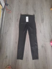 Zara black leather look trousers
