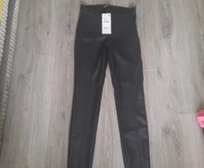 Zara black leather look trousers