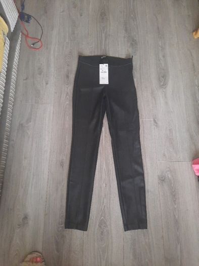 Zara black leather look trousers