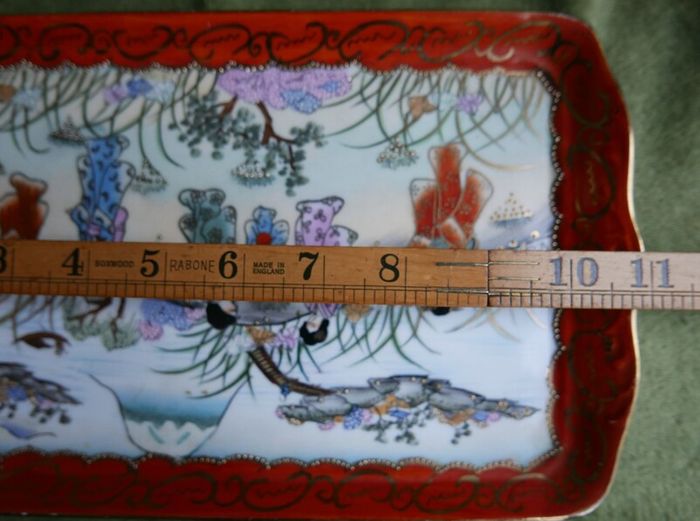 Antique Nippon Japanese Hand Painted Geisha Rectangular Plate 11" x  6,5"
