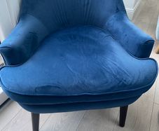 Blue Velvet Chair with matching Footstool