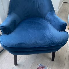 Blue Velvet Chair with matching Footstool