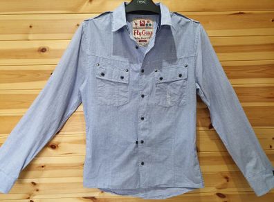 FLY GUY SHIRT Size Small Denim Look Blue Retro Slim Fit