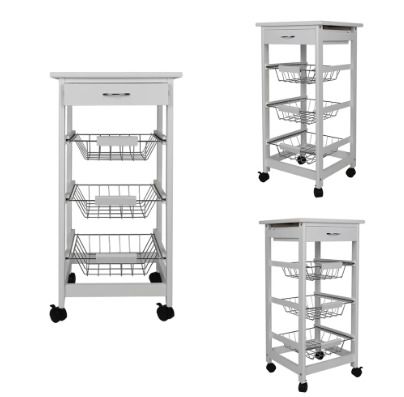 BRAND NEW Kitchen Trolley Cart Three-layer Dining Shelf Rack with Universal Wheel Basket Storage Drawers