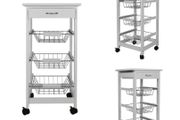 BRAND NEW Kitchen Trolley Cart Three-layer Dining Shelf Rack with Universal Wheel Basket Storage Drawers