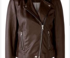 German brand Oui - Genuine Soft Nappa Leather Jacket - Dark Brown - DE 38 UK 12 - BNWT RRP 460