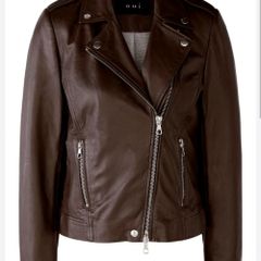 German brand Oui - Genuine Soft Nappa Leather Jacket - Dark Brown - DE 38 UK 12 - BNWT RRP 460