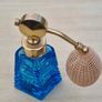 Art deco style cut glass blue perfume bottle Image 5