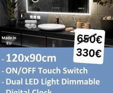 LED Bathroom Mirror 120x90cm Speakers Clock Antifog Dual LED Bright Light Makeup