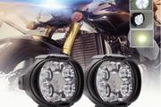 2pcs 6LED Motorcycle Auxiliary Spot Lights+1pc Switch, External LED Driving Headlights, High Brightness