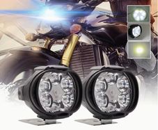 2pcs 6LED Motorcycle Auxiliary Spot Lights+1pc Switch, External LED Driving Headlights, High Brightness