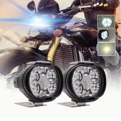 2pcs 6LED Motorcycle Auxiliary Spot Lights+1pc Switch, External LED Driving Headlights, High Brightness