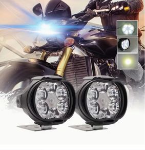 2pcs 6LED Motorcycle Auxiliary Spot Lights+1pc Switch, External LED Driving Headlights, High Brightness