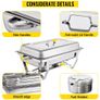8 Pcs Chafing Dishes Buffet Stove Food Warmer 9L / 8 Quart Stainless Steel Foldable for Self-Service Restaurant Catering Parties Image 3
