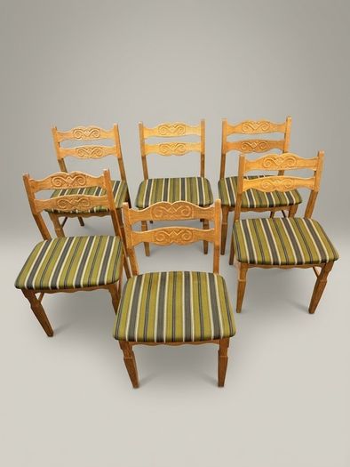Rare Set of 6 Mid-Century Modern Oak Dining Chairs by Henning Kaernulf for EG-Mobel, 1970s