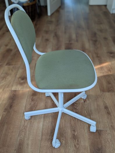 Compact Student/Office Desk Chair in White & Olive Green